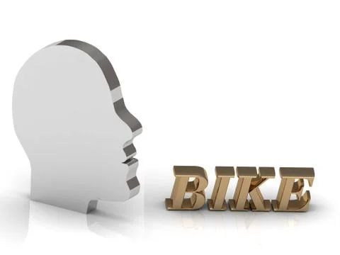 BIKE bright color letters and silver head mind on a white background Stock Illustration