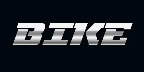 Bike Chrome Effect Lettering Vector – Metallic Typography Stock Illustration