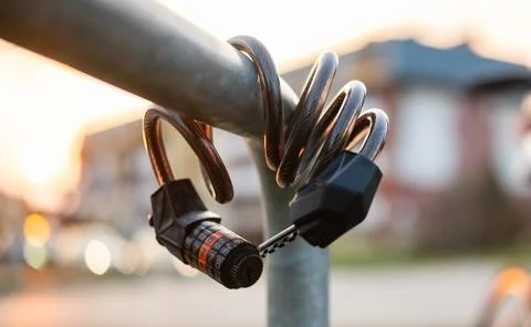 Bike Code Lock On A Bicycle Parking Rack Stock Photos