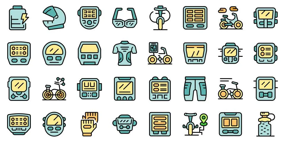 Bike computer icons set vector flat Stock Illustration