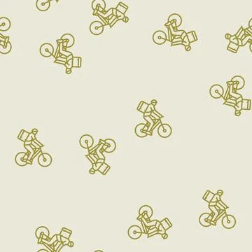 Bike courier line seamless pattern 스톡 일러스트