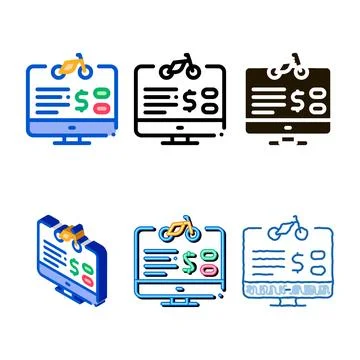 Bike diversity sharing services computer option icon vector outline Stock Illustration