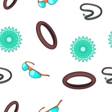 Bike elements and parts pattern, cartoon style Stock Illustration