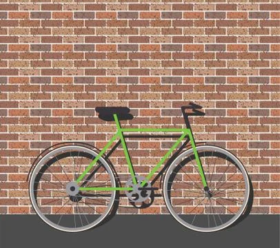 Bike in front of brick wall Stock Illustration