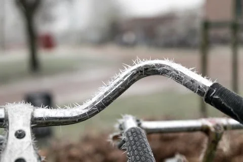 Bike with frozen ice spikes Stock Photos