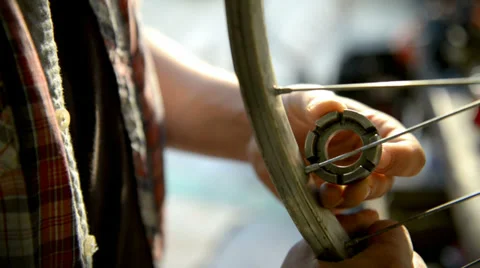 Bike mechanic at work Stock Footage 39891370