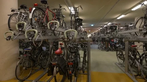 Bike parking at the central station Stock Footage 70891759