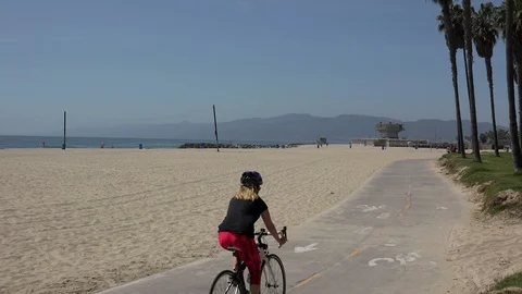 Bike path along the beach Stock Footage 88684931