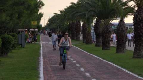 Bike path in Batumi Stock Footage 247352076