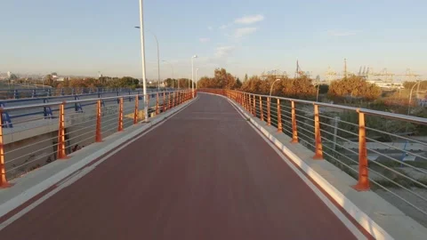 Bike path on the bridge Stock-Footage 166600699