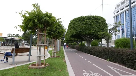 Bike path in Cyprus Stock Footage 70423449