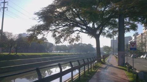 Bike path side river Stock Photos