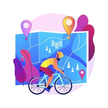 Bike paths network abstract concept vector illustration. Stock Illustration
