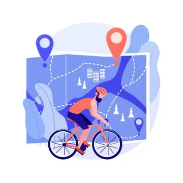 Bike paths network abstract concept vector illustration. Stock Illustration