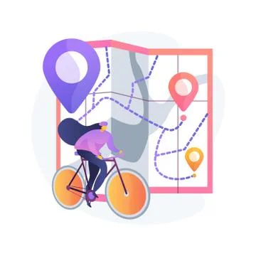 Bike paths network abstract concept vector illustration. Stock Illustration