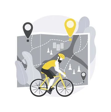 Bike paths network abstract concept vector illustration. Stock Illustration