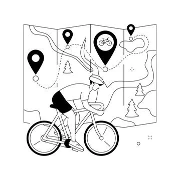 Bike paths network abstract concept vector illustration. Stock Illustration