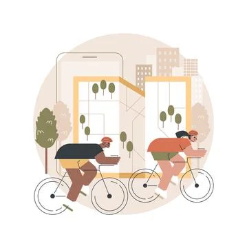 Bike paths network abstract concept vector illustration. Stock Illustration