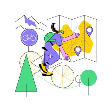 Bike paths network abstract concept vector illustration. Stock Illustration