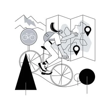 Bike paths network abstract concept vector illustration. Stock Illustration