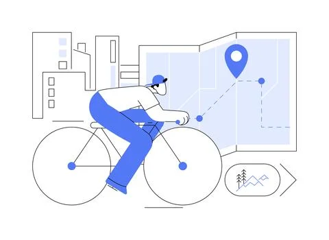 Bike paths network abstract concept vector illustration. Stock Illustration