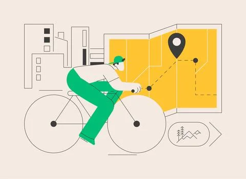 Bike paths network abstract concept vector illustration. Stock Illustration