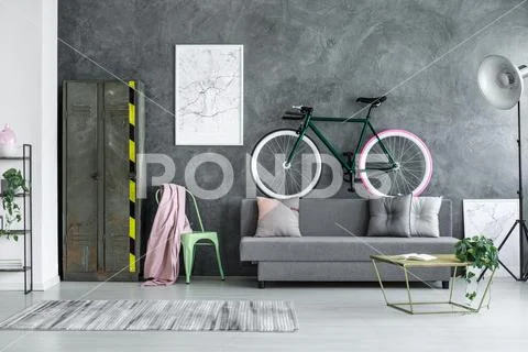 Bike with pink wheel Stock Photos