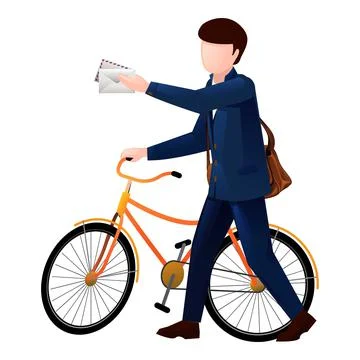 Bike postman icon cartoon vector. Mail man Illustration