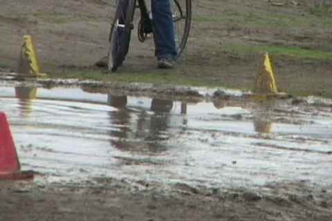 Bike Race in Mud Sequence Stock Footage
