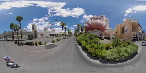 Bike Ride Down Empty Las Vegas Strip 360 VR Covid-19 Casinos Video stock 130878177