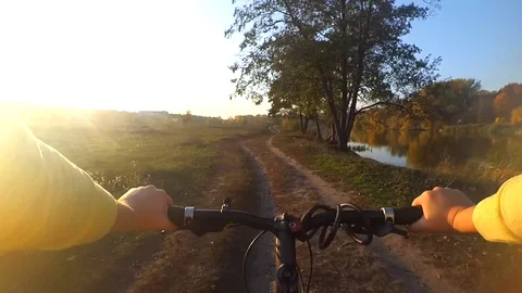 A bike ride quickly through the forest thicket Stock Footage 82419346