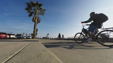 Bike Riders Skaters- Santa Monica State Stock Video Pond5