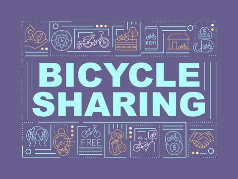 Bike sharing program word concepts banner 스톡 일러스트
