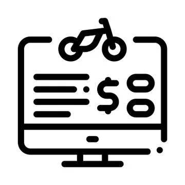 Bike sharing services computer option icon vector outline illustration Illustrazione stock