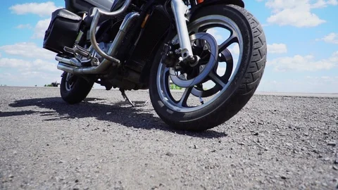 The bike is on the side of the road Stock Footage 112705719