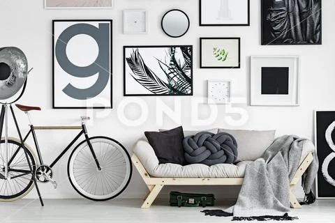 Bike by the sofa Stock Photos