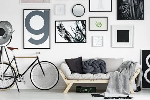Bike by the sofa Stock-Fotos