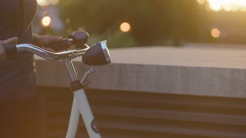 Bike at Sunset Stock Footage 198742348