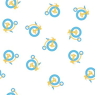 Bike technique museum exhibit vector seamless pattern Stock Illustration