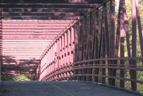Biker and Jogger on Bridge Stock Footage 282915