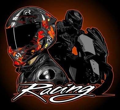 Biker with automatic scooter background Stock Illustration