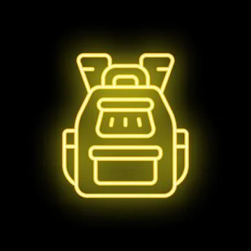 Biker backpack icon neon vector Stock Illustration