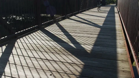 Biker on bridge Stock Footage 138521486