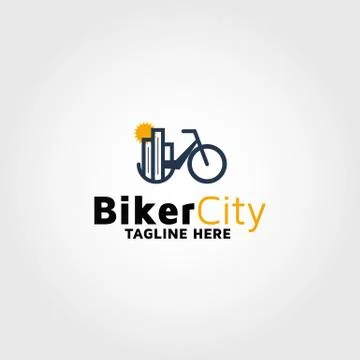 Biker city vector logo design template Stock Illustration