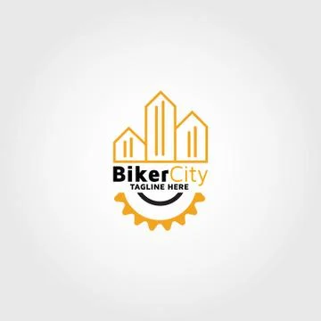 Biker city vector logo design template inspiration and idea Stock Illustration