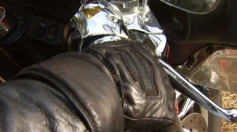 Biker clutching handlebar while starting race Video stock 55570164