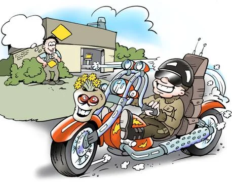 Biker with a cool smart designed motorcycle Stock Illustration