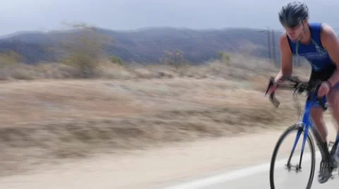 Biker in desert Stock Footage 49943338