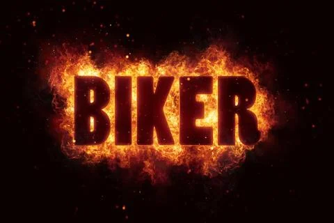 Biker fire text flames explosion explode festival banner Stock Illustration
