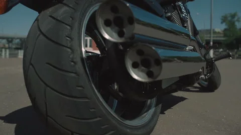 Biker gets on a motorcycle Stock Footage 63459474